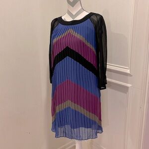 Max & Cleo Elegant Black and Purple Chevron Dress